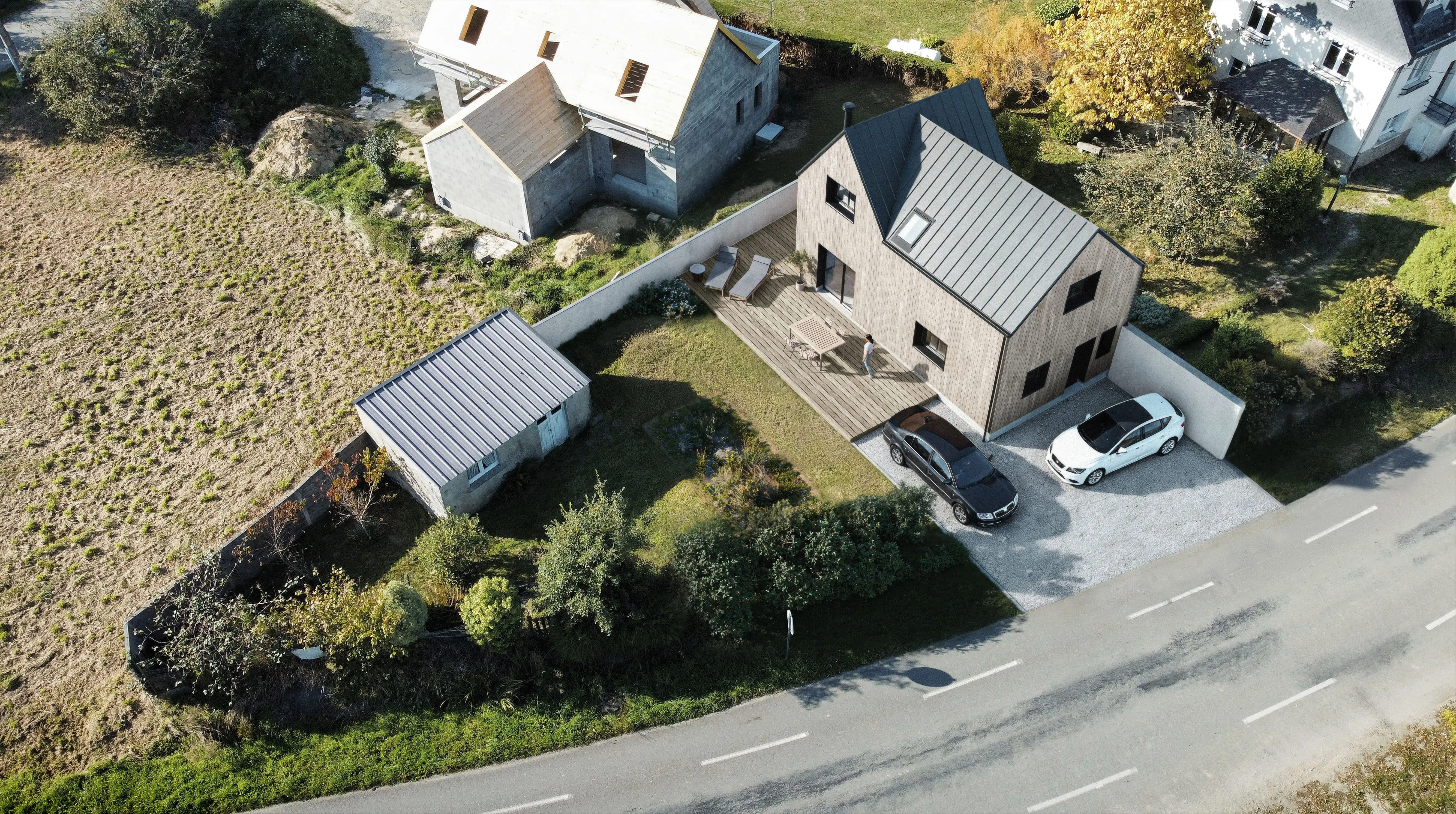projet 3d membre ronan insertion paysagere maison bois vue aerienne