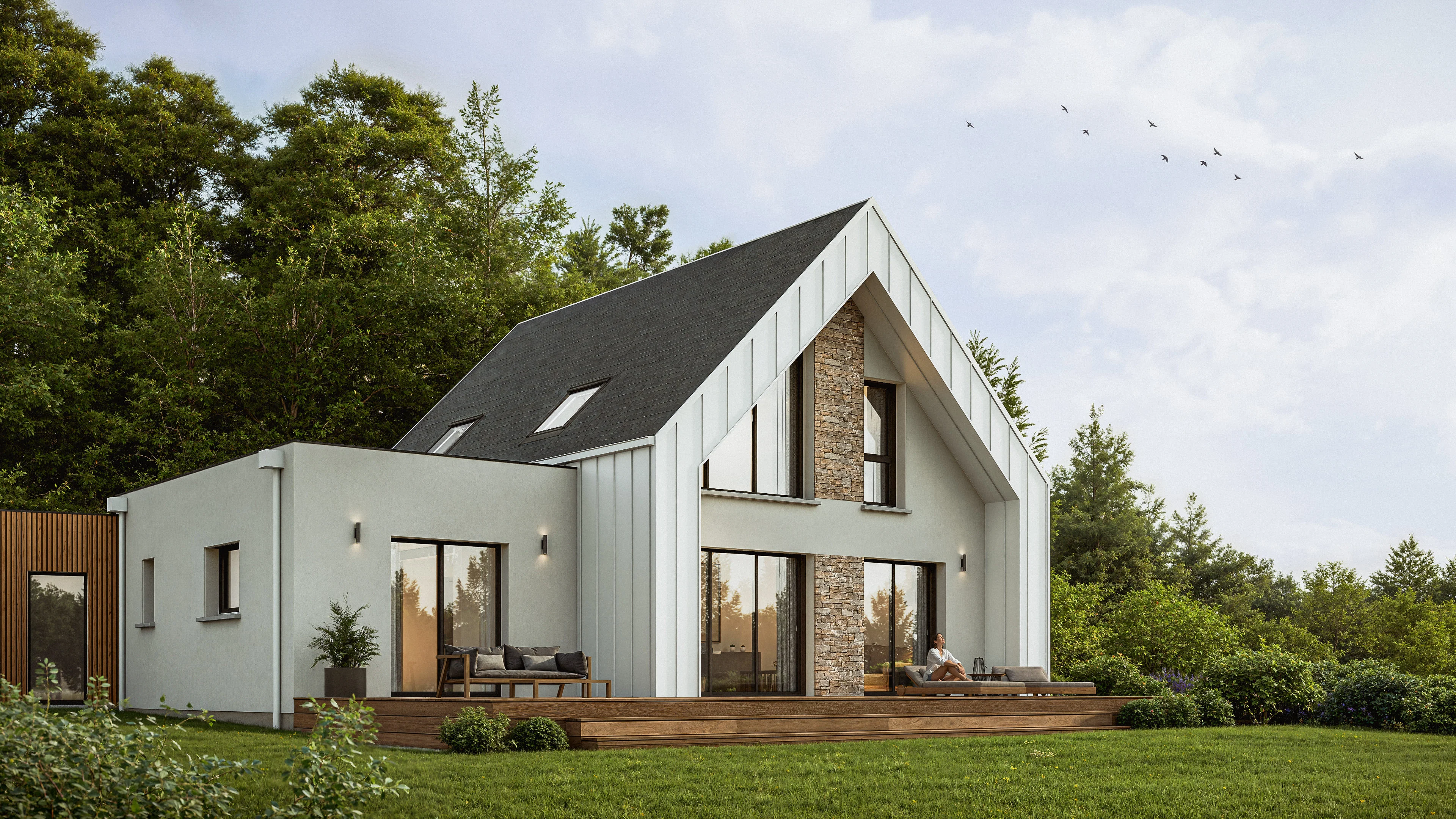 projet 3d membre ronan maison pignon pierre terrasse bois
