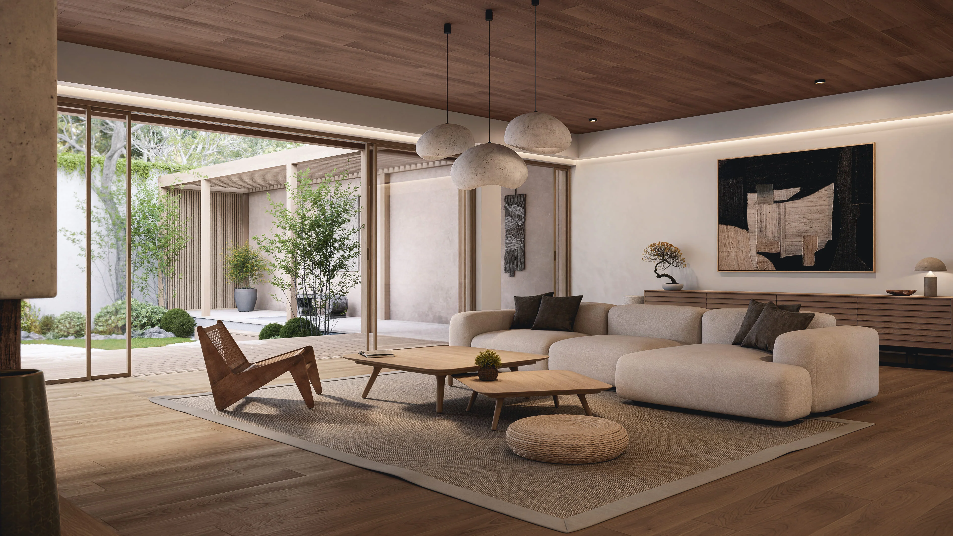 projet 3d membre ronan salon japandi jardin interieur