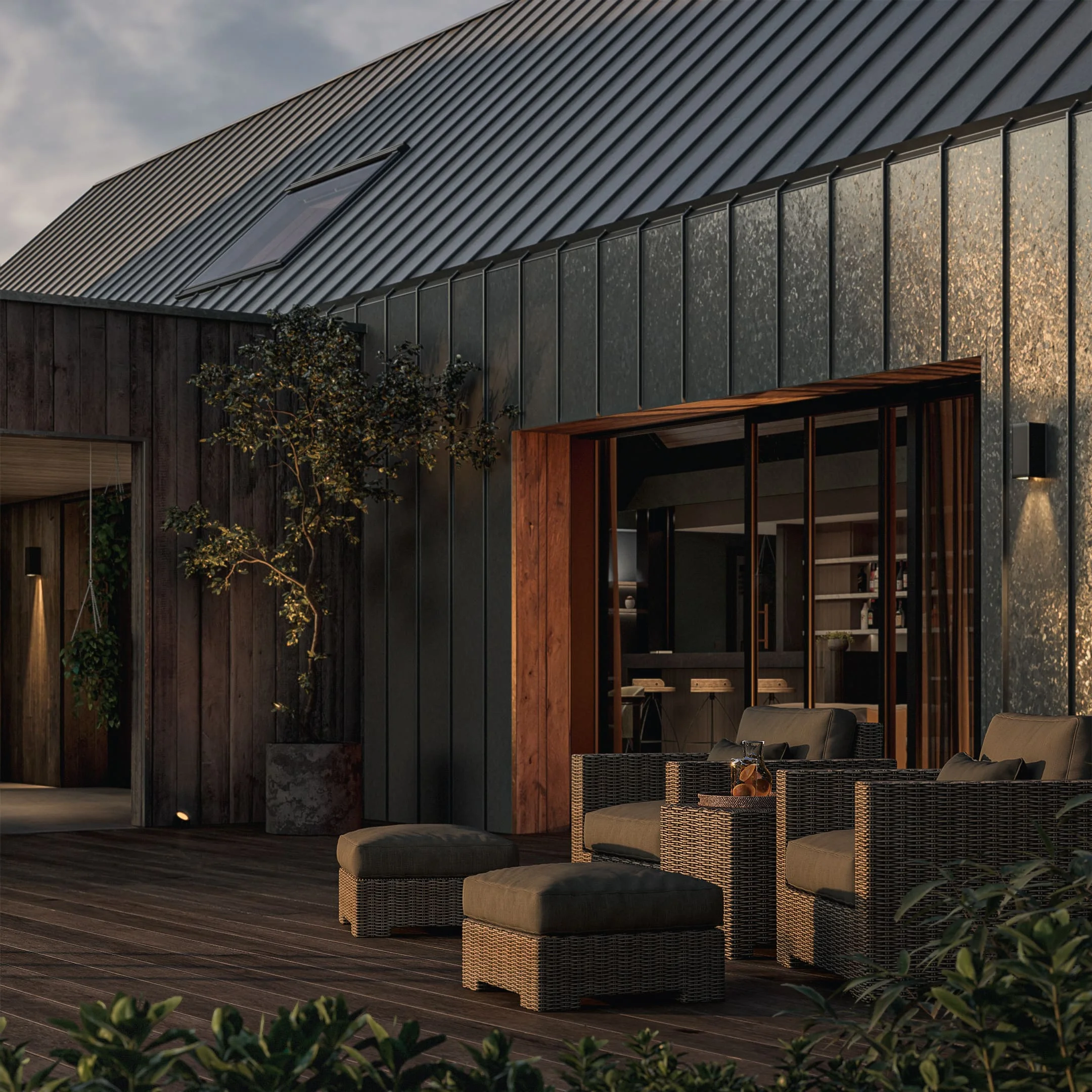 projet 3d membre ronan terrasse rotin bardage zinc