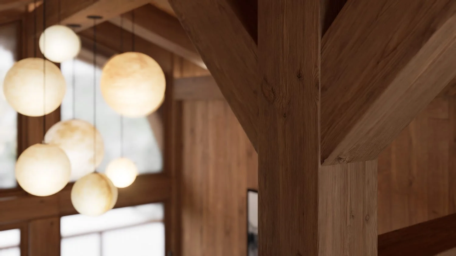 projet 3d membre victor chalet charpente suspensions boules