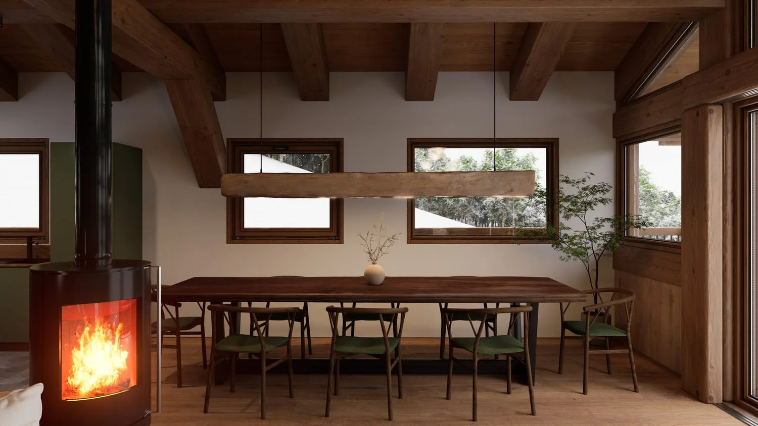 projet 3d membre victor chalet salle a manger poele