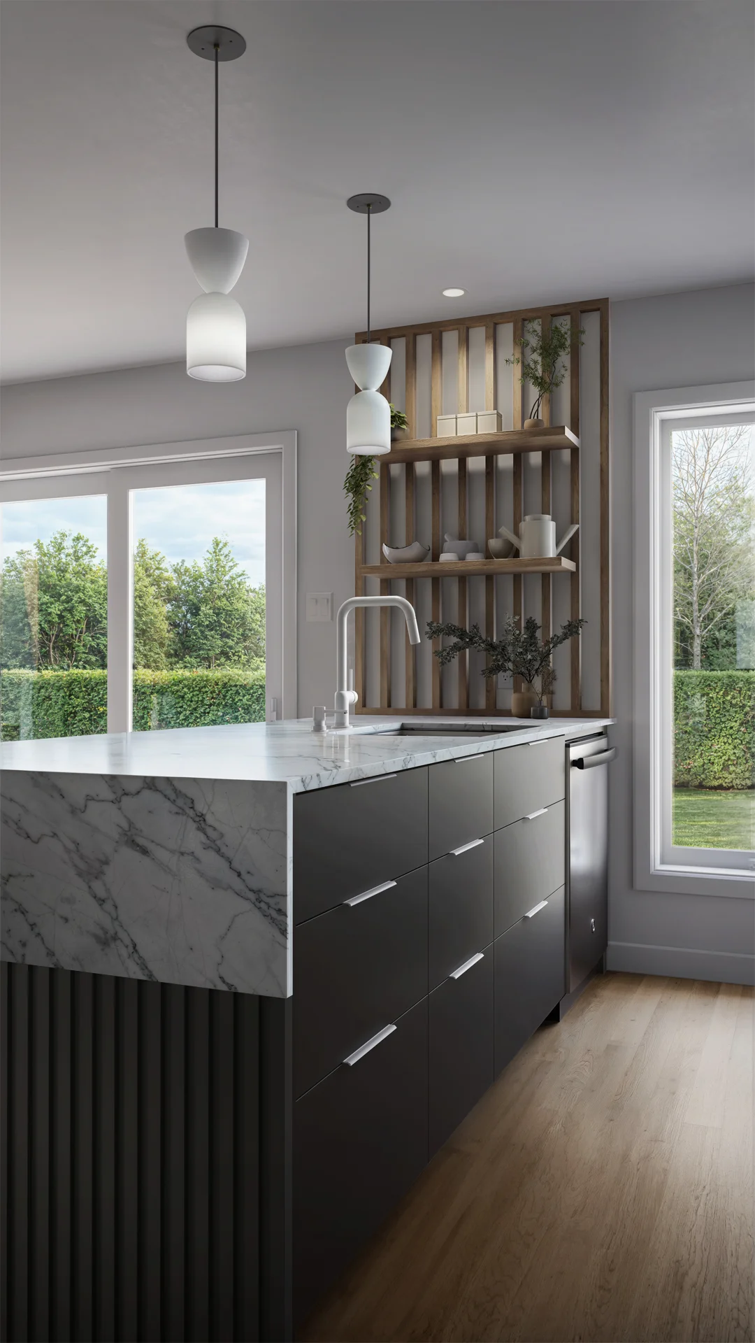 design interieur d5 render photorealisme 3d ilot cuisine moderne